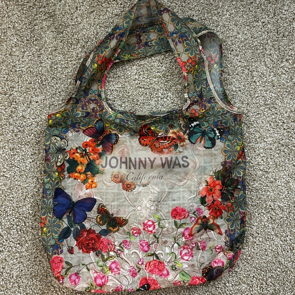 Johnny Was Floral Tote Bag - Multicolor Butterfly Packable Shopping Folding